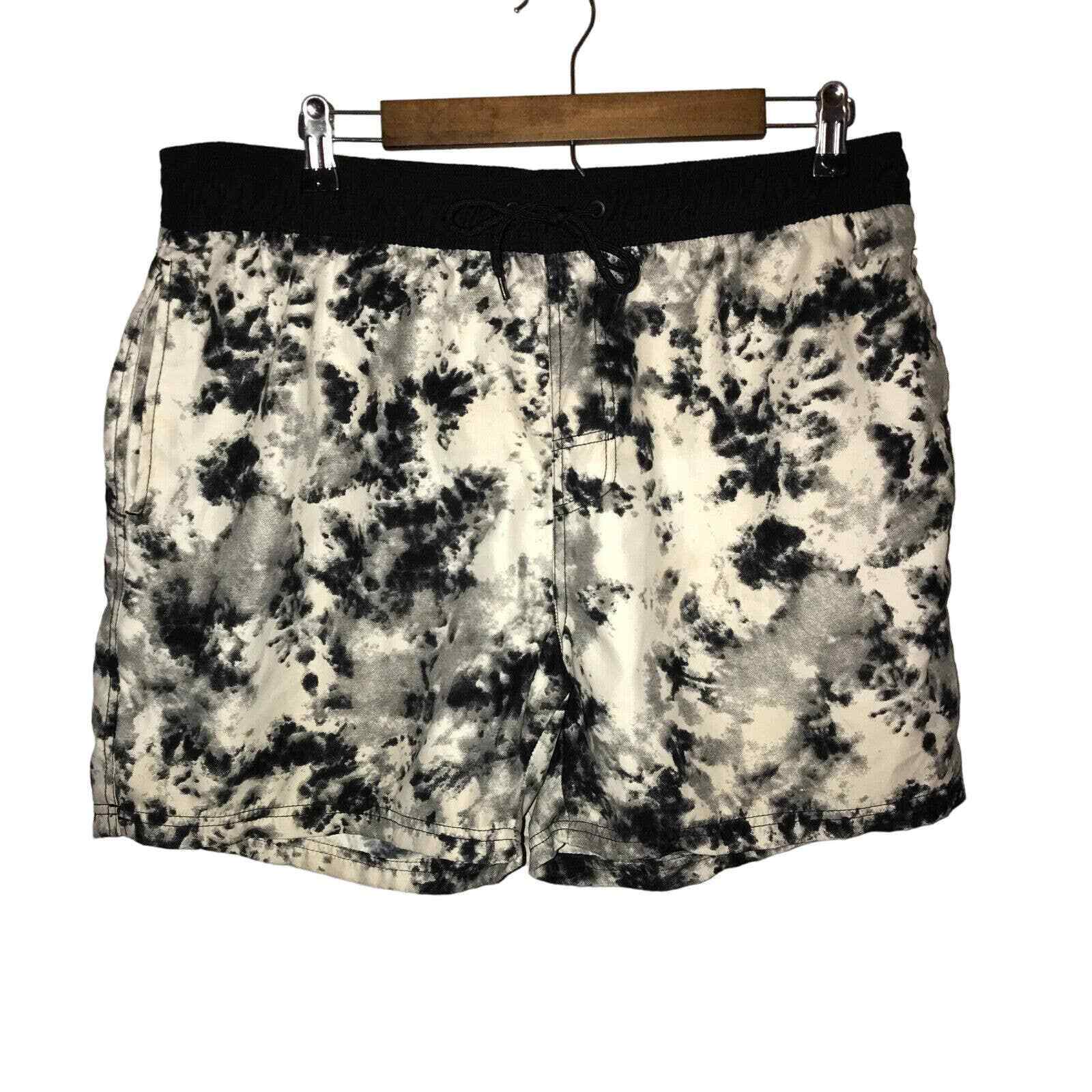Burnside Board Shorts Mens Size Xl Swim Shorts White Black Gray Swim Trunks